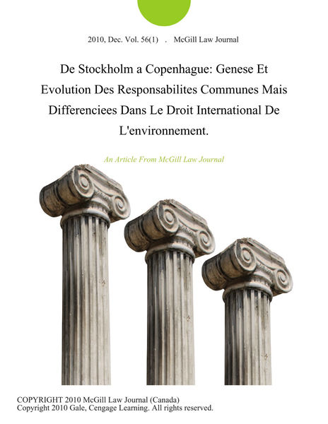 De Stockholm a Copenhague: Genese Et Evolution des...