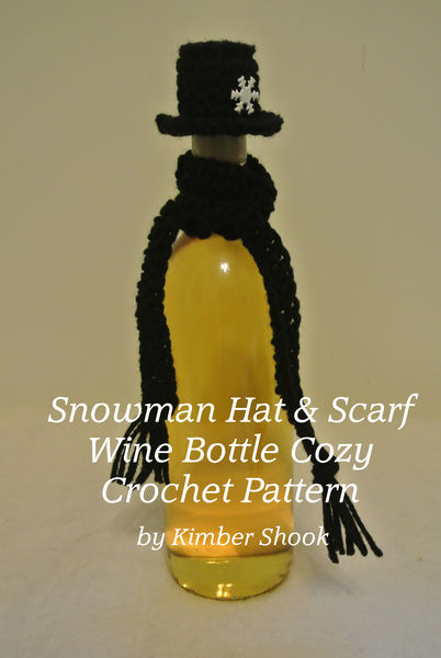Snowman Hat & Scarf Wine Bottle Cozy Crochet Patte...
