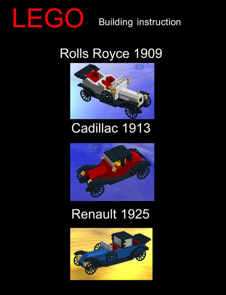 LEGO Rolls Royce 1909, Cadillac 1913 and Renault 1...