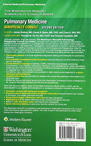 The Washington Manual Pulmonary Medicine Subspecialty Consult (The Washington Manual Subspecialty Consult Series)